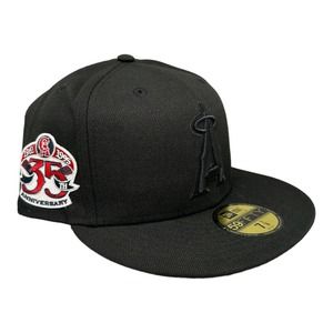 New Era Anaheim Angels 35th Anniversary Patch 59FIFTY Fitted Hat Mens Size 7 7/8